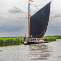 The Albion, a traditional Norfolk wherry sailing on the River Thurne Royalty Free Stock Photo